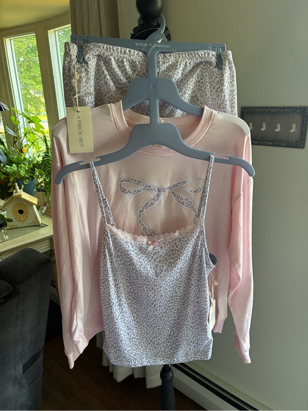 Wild Fable Pink 3-Piece Leopard Pajama Set